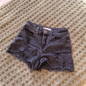 SO Women's Black Ripped Jean Shorts